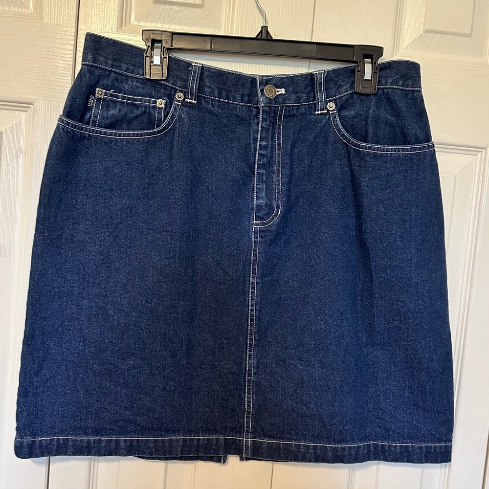 Lauren Jeans Co Denim Skirt Women’s Size 14 Dark Wash A-Line Knee length Y2K